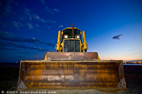 bulldozer on beach in Santa Barbara California - Cody Duncan Photography