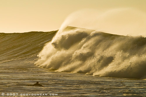large wave at sunrise, Rincon Point, Santa Barbara