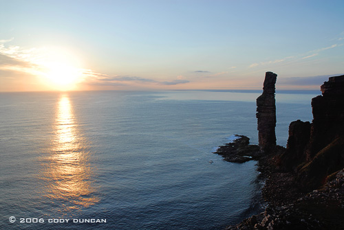 © Cody Duncan Photography.  Silhouette of old man of Hoy at sunset, Hoy, Orkney, Scotland