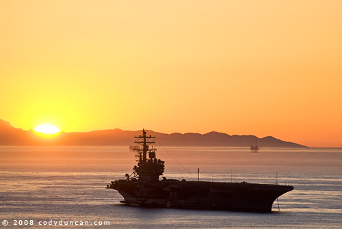 © 2008 Cody Duncan Photography. USS Ronald Reagan aircraft carrier at port in Santa Barbara, California. January 2008