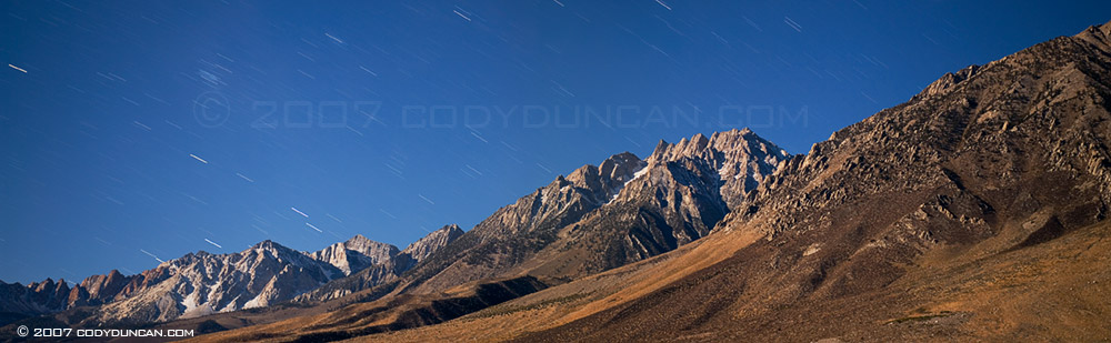 Cody Duncan stock photography: Night panoramic of Sierra Nevada Mountains, California.  © Cody Duncan Photography