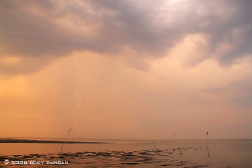 Lightning over wadden sea from Island of Juist, Germany. © Cody Duncan Photography