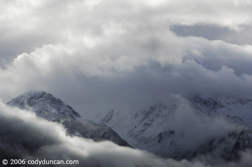 New Zealand travel photo: Summer snow storm in mountains above lake Wakatipu. © Cody Duncan Photography