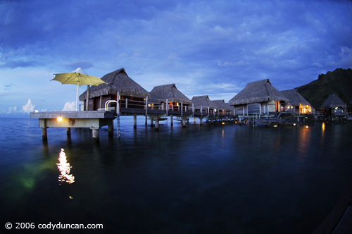 Luxury hotel rooms over water at Moorea Pearl hotel, Moorea, French Polynesia. © Cody Duncan Photography
