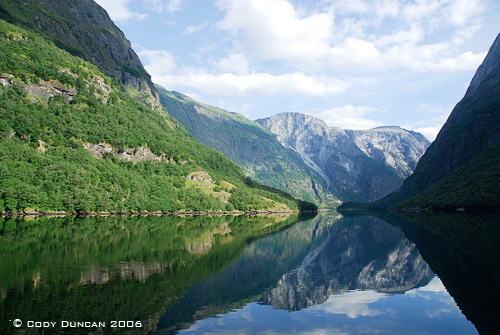Reflection in Næroyfjord near Gudvangen, Norway. © Cody Duncan Photography