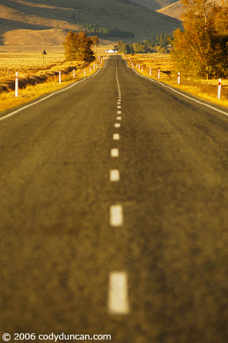 Empty road in Mackenzie country, New Zealand. © Cody Duncan Photography