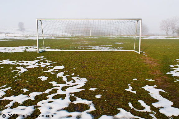 Cody Duncan travel photography: snowy soccer field in Auerbach, Germany. © 2008 Cody Duncan Photography