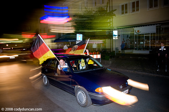 Cody Duncan Photo: German football fans celebrate 3:2 victory over portugal in Auerbach, Germany