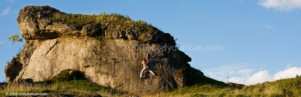 Cody Duncan Stock Photo: panorama photo of bouldering in Frankenjura region, Germany
