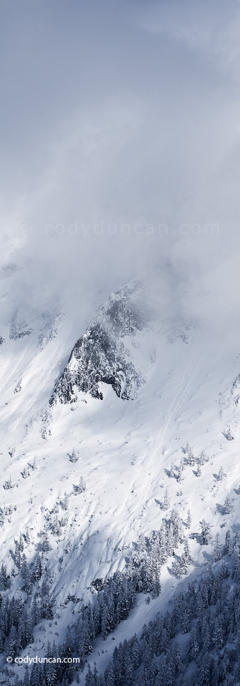 German panoramic stock photo: Winter storm over mountains of Berchtesgaden national park, Bavaria, Germany
