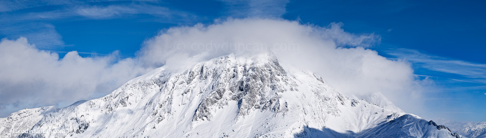 Panoramic stock photo: Hoher Goell massif in winter, Berchtesgaden alps, Bavaria, Germany