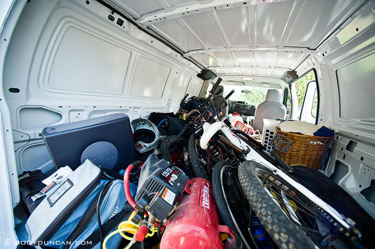 Van packed for mandatory evacuation from Jesusita fire, Santa Barbara, CA. May 5, 2009