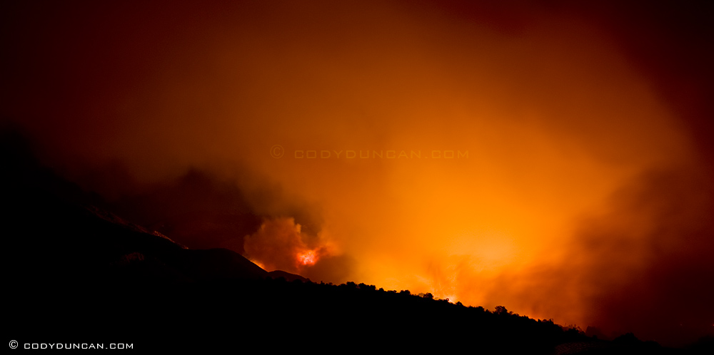 Jesusita fire burns in foothills above Santa Barbara, California. Thursday night, May 7, 2009