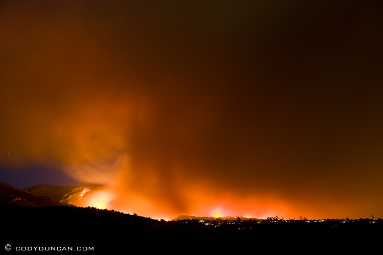 Jesusita fire burns in foothills above Santa Barbara, California. Thursday night, May 7, 2009