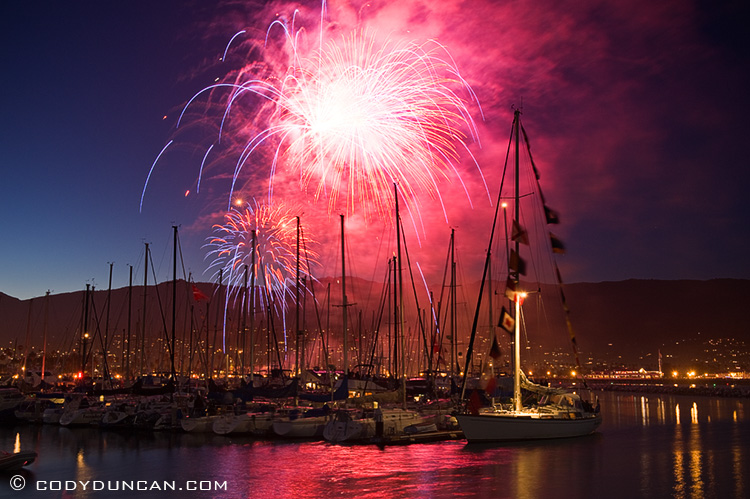 Santa Barbara, California - 4th of July fireworks over harbor