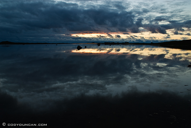Lofoten islands Norway landscape photography: Reflection of clouds in water, Kvalnes