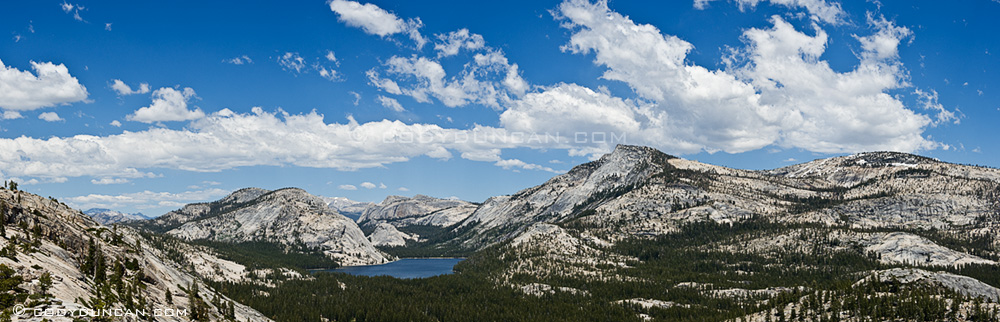 Panoramic photo of Tenaya lake and high country, Yosemite national park, California