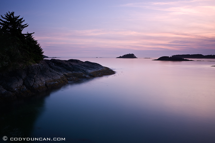 Travel landscape stock photography: sunset at Mackenzie beach, Tofino, Vancouver Island, British Columbia, Canada