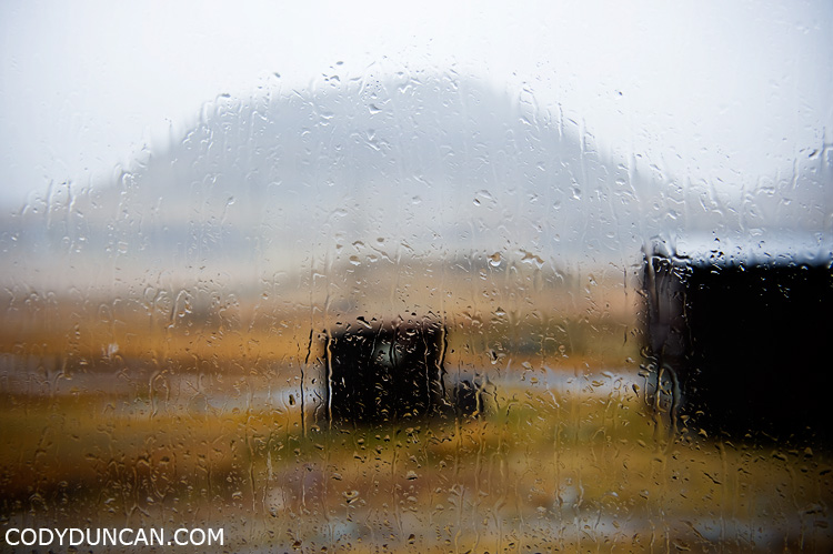 Kungsleden sweden travel photography: view out rain covered window