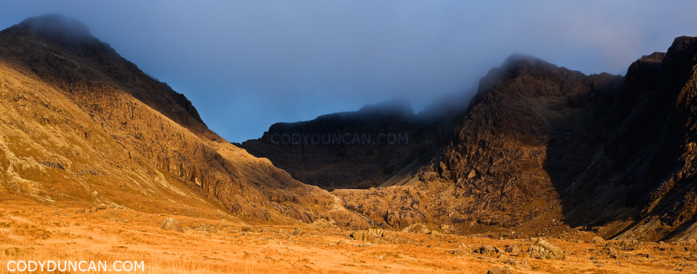Panoramic landscape photography - Black Cuillin Hills, Glenbrittle, Isle of Skye, Scotland