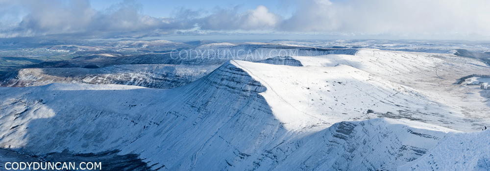Brecon beacons national park winter snow december 2009 Panoramic landscape photo