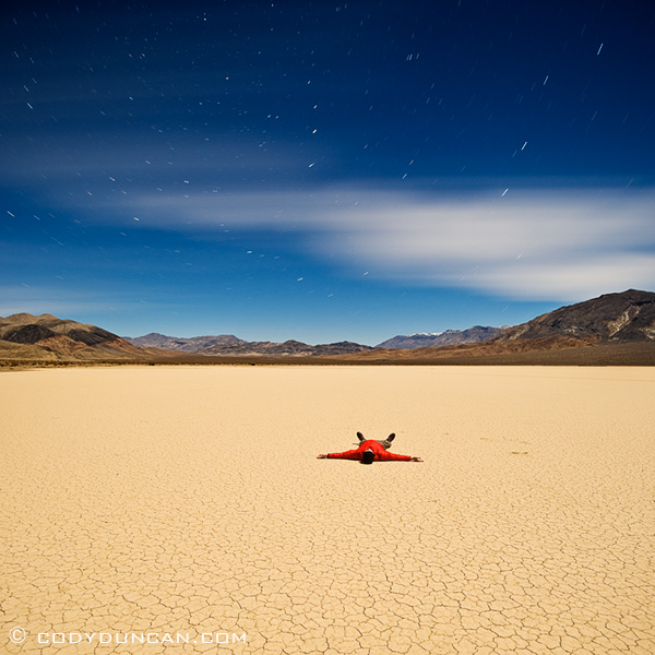 Night photography at Devil's Racetrack playa, Death Valley national park, California