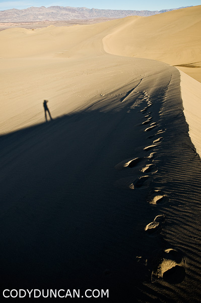 California travel photographer Cody Duncan - Self portrait on sand dunes in Death Valley