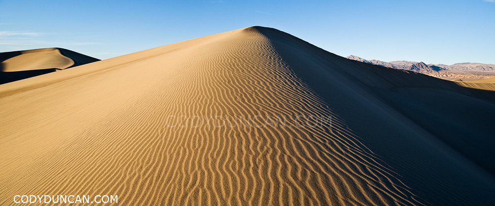 Panoramic landscape photo - Mesquite flat sand dunes, Death Valley, California
