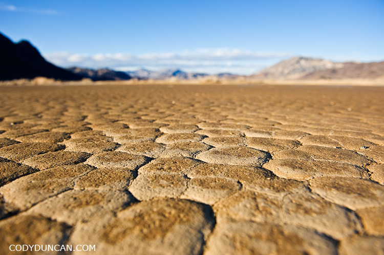 Dry mud patterns in devils racetrack playa dry lakebed, death valley, California