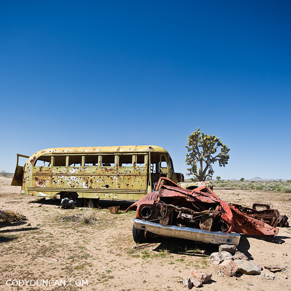 Abandoned bus Mojave desert california