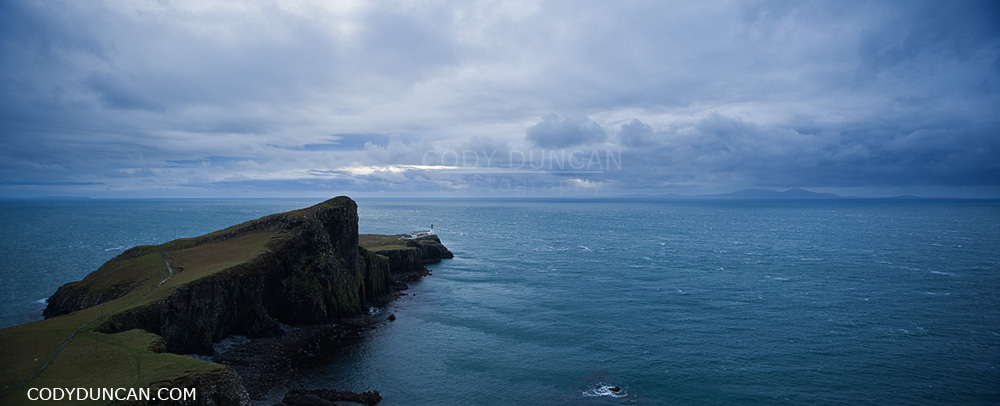 Neist Point Lighthouse panoramic landscape photo, Isle of Skye, Scotland