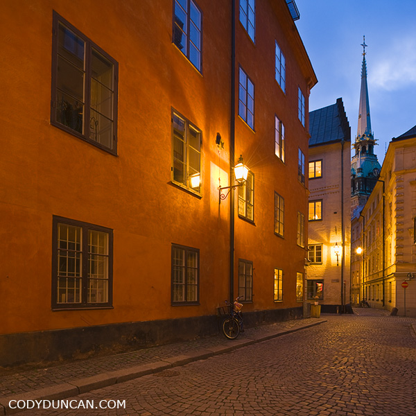 Cobble stone street of old town - gamla stan, Stockholm, Sweden