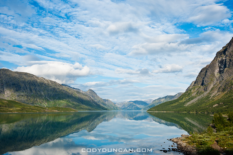 Reflection on lake Gjende, Gjendesheim, Jotunheimen national park, Norway