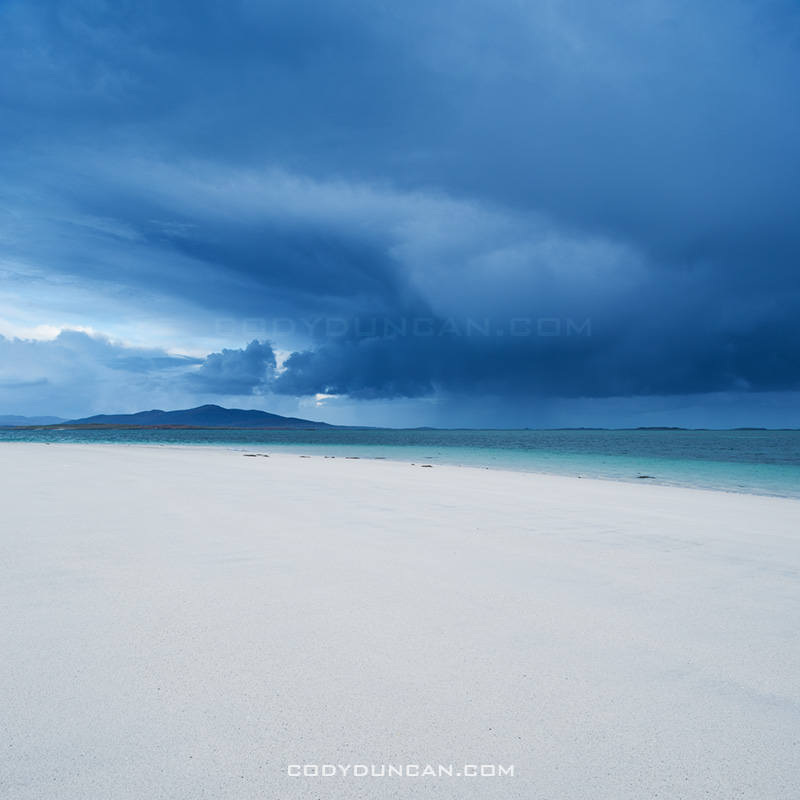 Storm over beach, Berneray, Scotland