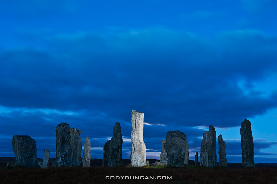 Evening sky over Callanish standing stones, Isle of Lewis, Outer Hebrides, Scotland