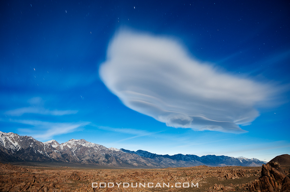 Lenticular cloud over Sierra Nevada Mountains, California