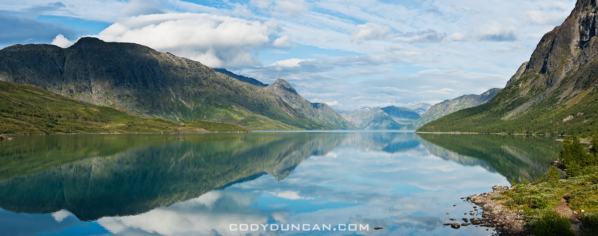 Reflection on lake Gjende, Gjendesheim, Jotunheimen national park, Norway