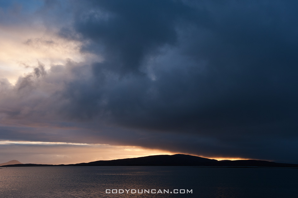 Sunset over Sound of Berneray and North Uist, Western Isles, Scotland