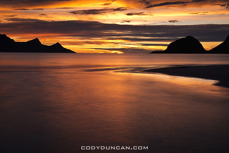 Haukland Beach sunset lofoten islands norway