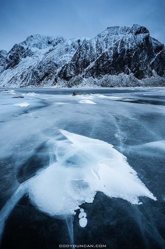 ice on Nedre Heimdalsvatnet, Eggum, Lofoten Islands, Norway