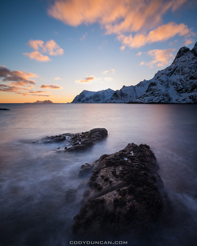 Winter coastal landscape, Å, Moskenesøy, Lofoten Islands, Norway
